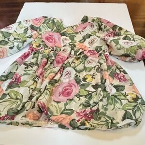 Bonnie Jean Floral Kids Dress - Pink, Green, Cream